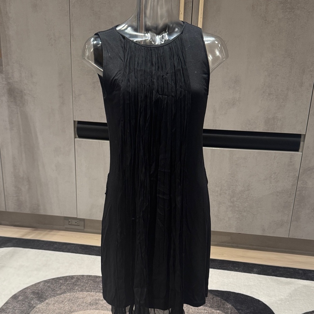 Elegant Black Pleated Mini Dress